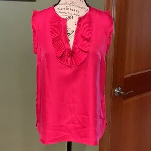 J. Crew Pink Ruffled Sleeveless Blouse, Size 2